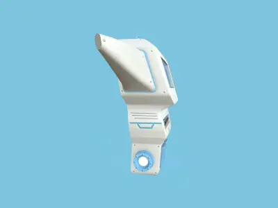 SciFi Backpack 02 White Blue - Character Fashion Design Low-poly 3D model