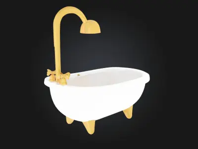 Golden Tub  Luxurious Elegance in a Classic Bath Fixture 3D model