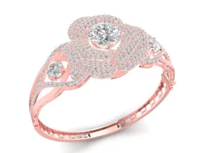 Elegant Floral Halo Diamond Ring for Women  1281 3D print model