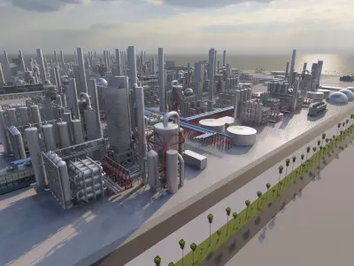 Petrochemical-Industrial Complex and Oil Gas Rig 3D model