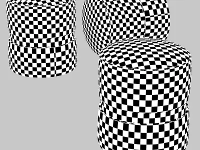 Pufic ottoman with fabric and base 3D model