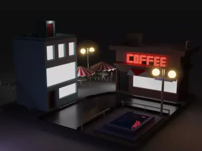 City Block Low-poly 3D model