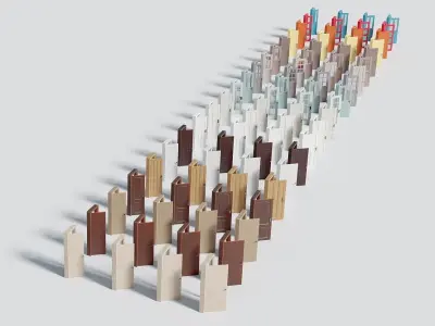 Door Collection - 80 unique Interior 3D models Including Frames Low-poly 3D model