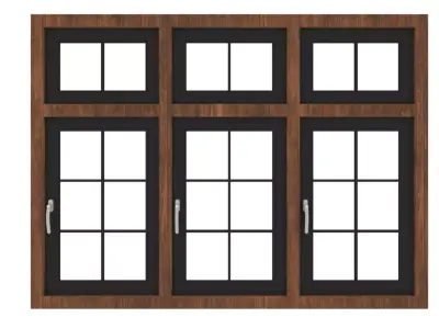window wooden with four glass panes 3D model