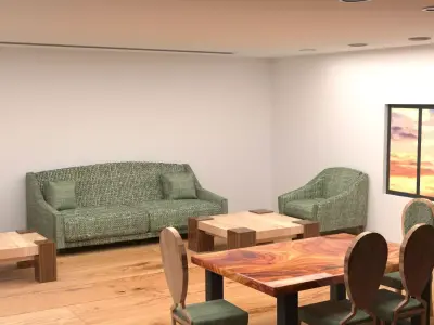 Modern Living Room Interior Scene 3D model
