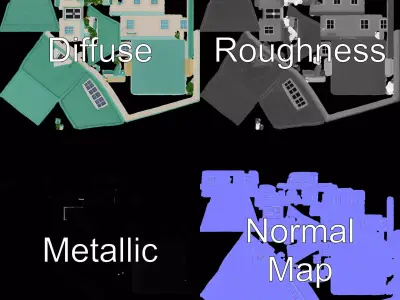 Mint Green Cottage model pack Low-poly 3D model