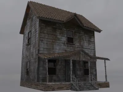 Abandoned Wooden House Low-poly 3D model