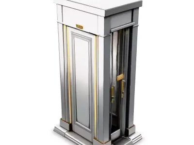 Modern Silver and Gold Elevator Low-poly 3D model