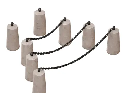 Fencing Concrete poles with chains 3D model