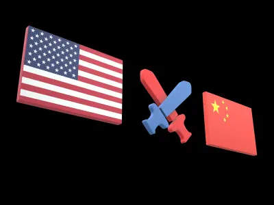 USA VS China War Icon v1 001 Low-poly 3D model