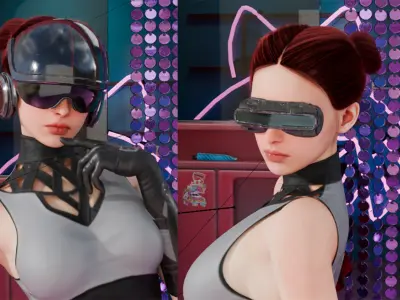 Cyberpunk Sci-Fi Helmet Goggles Pack Low-poly 3D model