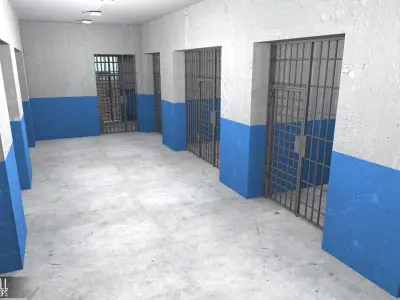 Prison cell - interior and props Low-poly 3D model