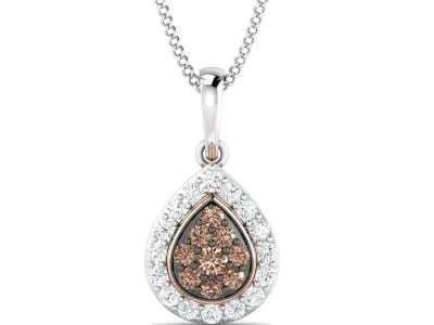 SWAZ12PD rose gold and diamond pendant 3D print model