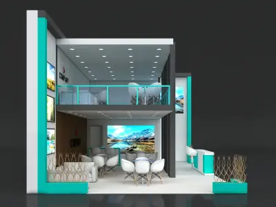 Exhibition Stand Stall 10x6m Height 500 cm 2 Side Open 3D model