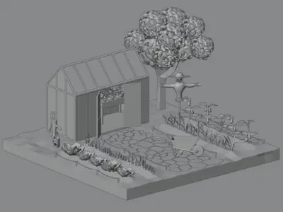 Vegetable garden Low-poly 3D model