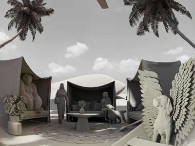 3D Blender Project Surreal Desert Oasis 3D model