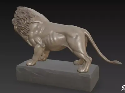 Lion Statue V17 Low-poly 3D model
