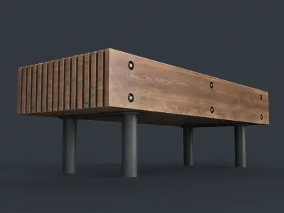Modern Outdoor Bench 49 PBR Game Ready Low-poly 3D model