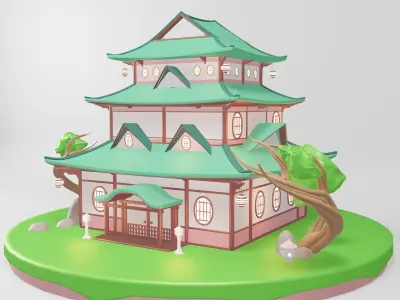 3D model House Japanese Lopoly Style 3D model