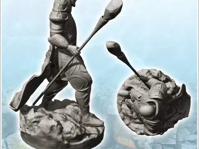 Wizard in full armor with specter in hand 1 - Medieval Fantasy M 3D print model