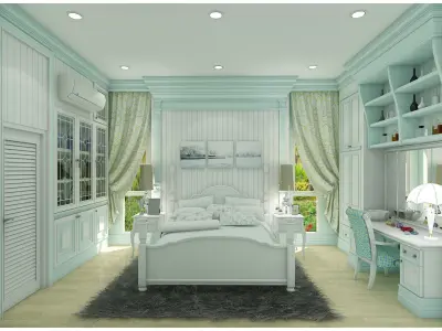 bedroom and living 3D model