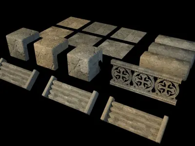 Egyptian level kit Low-poly 3D model