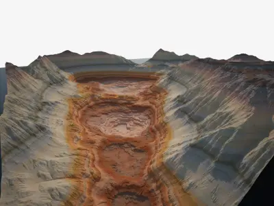 Highly detailed sci-fi rocky desert 3D model