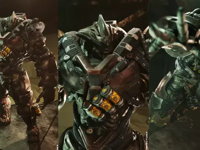 Sci-fi Heavy Combat Armor Character Low-poly 3D model