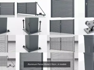 Aluminum Fence Model 2 8cm 3D Model Pack