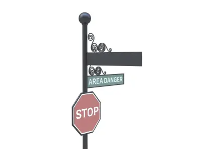 Street Sign 22 Low-poly 3D model