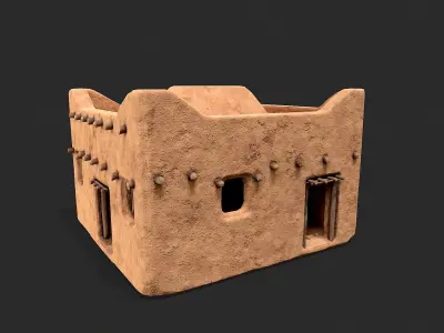 Clay Desert Egypt Village House 1 Low-poly 3D model