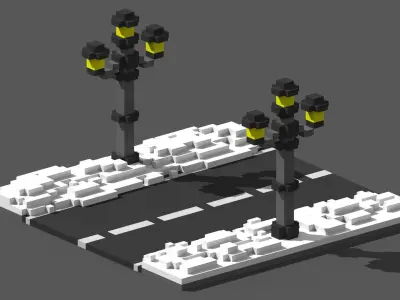 Xmas Road Voxel - 1 3D model
