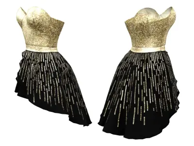 Empire Cocktail Dress Low-poly 3D model