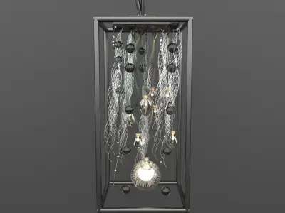 Chandelier pendant light with glass shade 3D model