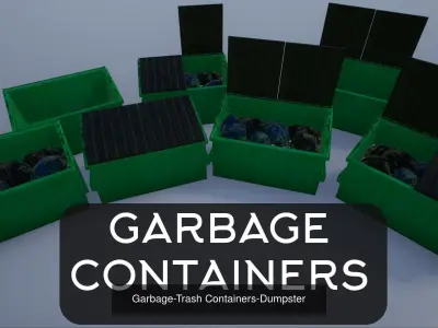Garbage-Trash-Dumpster Collection two buckets 3D Model Pack