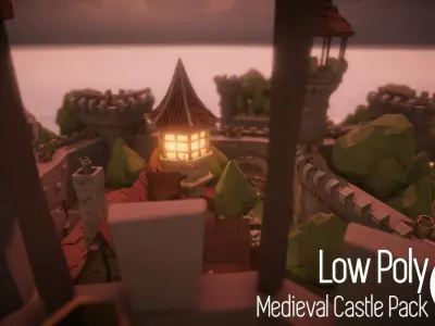 Low Poly Medieval Castle Pack Low-poly 3D model