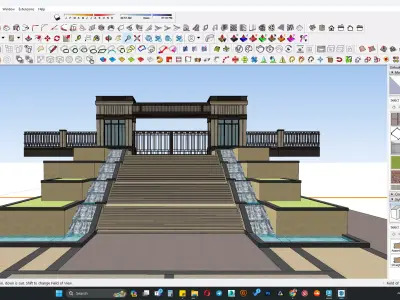 outdoor grand staircase with entrance gate 3D model