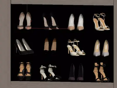 Shoes in a row 3D model