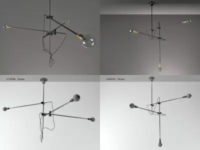 3 Arm Chandelier 3D model