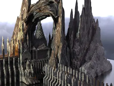 Wizards observation Mountains 3D model