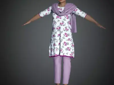 Ordinary Asian woman rigged 3D model 3D model