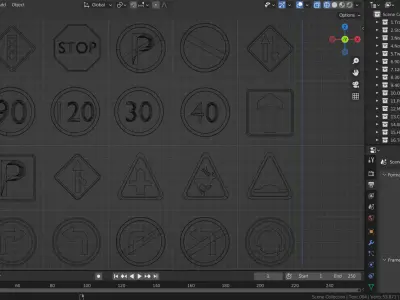 Road sign or Traffic sign 3D icon flat design collection no 1 Low-poly 3D model