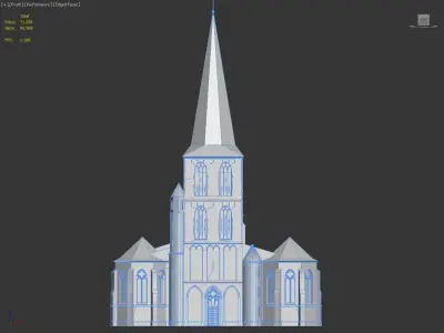 CityKirche Church Monchengladbach  Low-poly 3D model