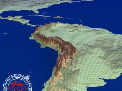 America elevation map North South Central elevation map 3D model