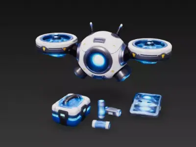 Stylized Sci-Fi Utility Drone - Game-Ready PBR 3D Model Low-poly 3D model