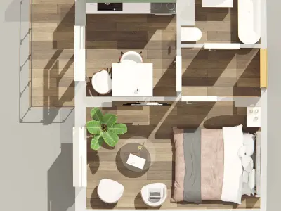 Small apartment floor plan Free 3D model