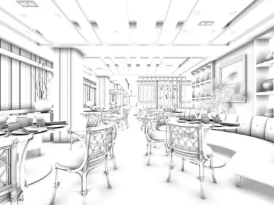 Business Restaurant - Coffee - Banquet  205 3D model