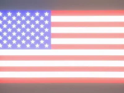 Lighted Waving American Flag  3D model