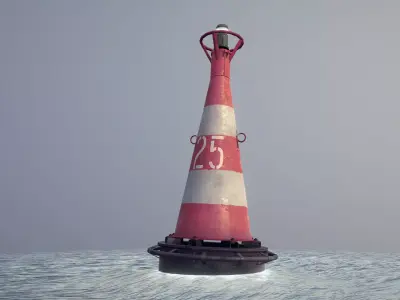 Buoy River RB-6-01 Turn Safe Water Mark Low-poly 3D model