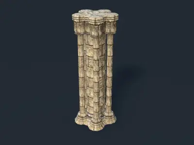 Gothic stone column Low-poly 3D model